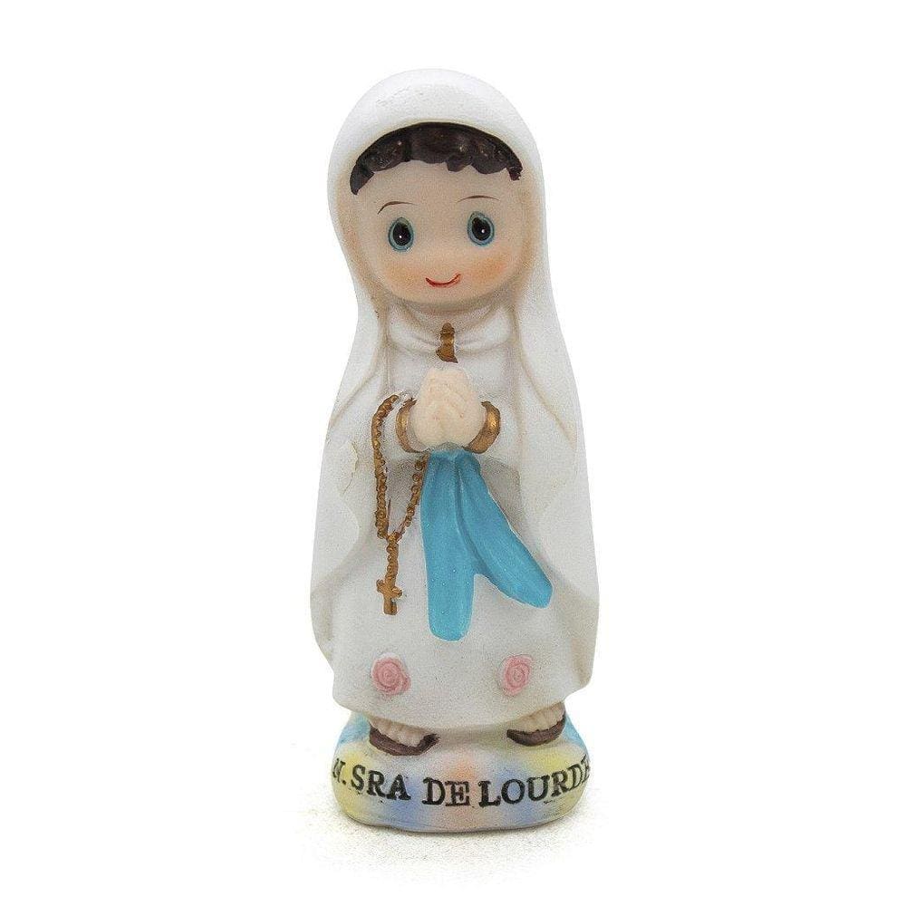 Imagem Nossa Senhora Lourdes Infantil Importada Resina 8 Cm