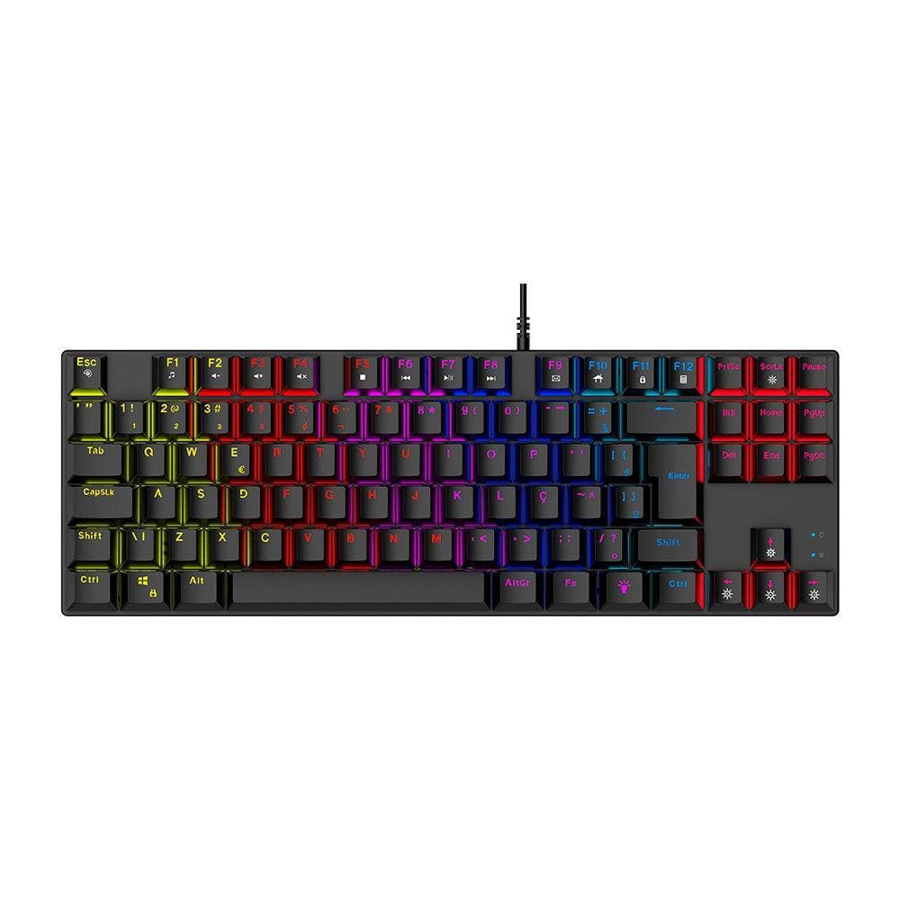 Teclado Gamer Mecânico Royal Cross TKL Blue Switch ABNT2 RGB Preto Warrior - TC312