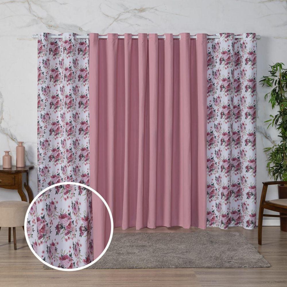 Cortina Floratta Decoração De Sala, Cozinha, 4,00M X 2,20M