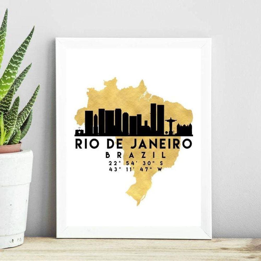 Quadro Rio De Janeiro Brazil - Escala 45X34Cm - Com Vidro