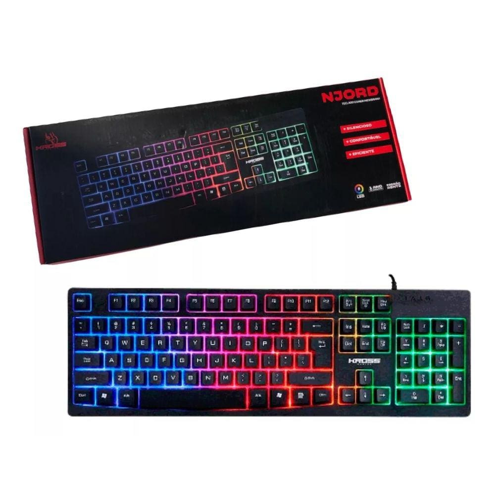 Teclado Gamer C/ Fio Kross Njord Membrana Led Rgb Ke-kg105
