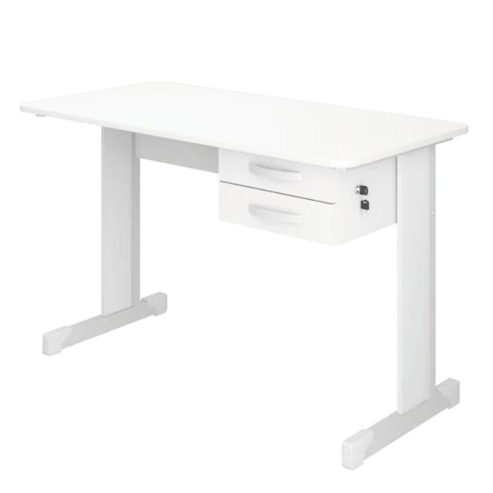Mesa Secretaria Maxxi 121X61x75 Branco 2 Gavetas - Pandin