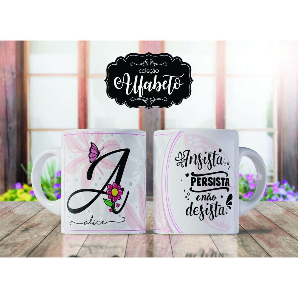 Canecas Personalizadas Alfabeto Borboleta Letra A