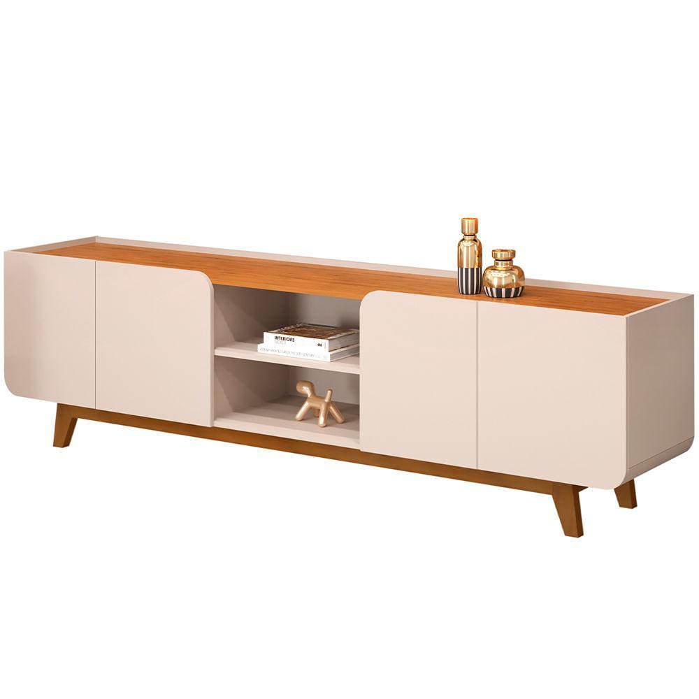 Rack Para Sala de Estar TV 75 Pol Cine D05 Off White Freijó - Lyam Decor