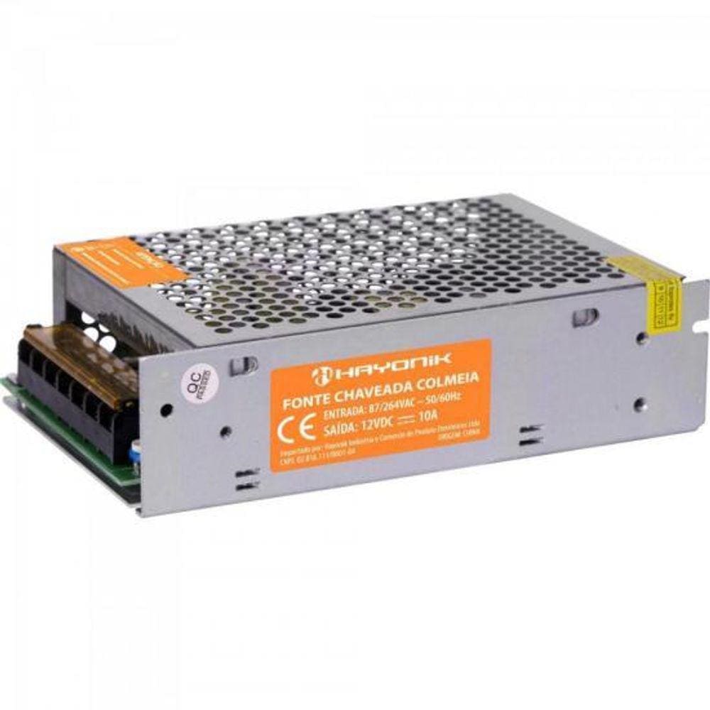 Fonte Colmeia Hayonik FTC1210 12VDC 10A 120W Bivolt Automática [F003]