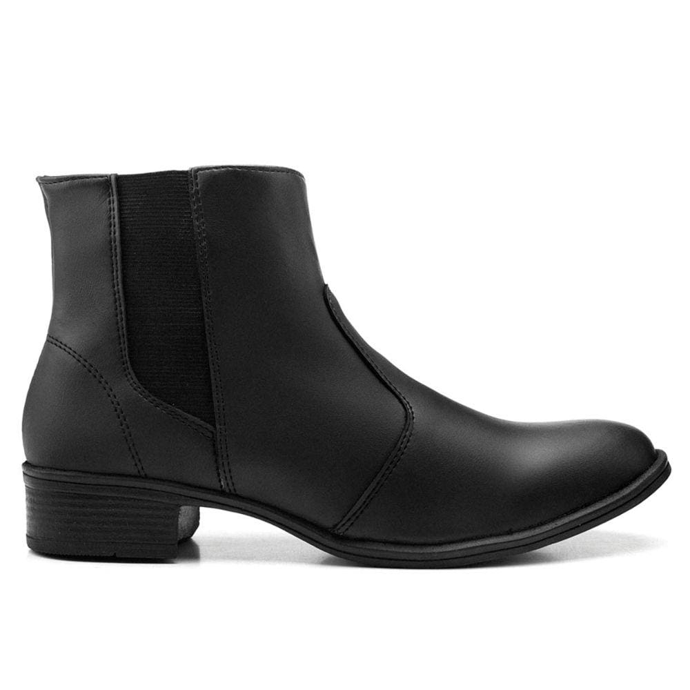 Bota Casual Feminino Cano Curto Zíper Elástico Moderno Dia a Dia Sola Borracha