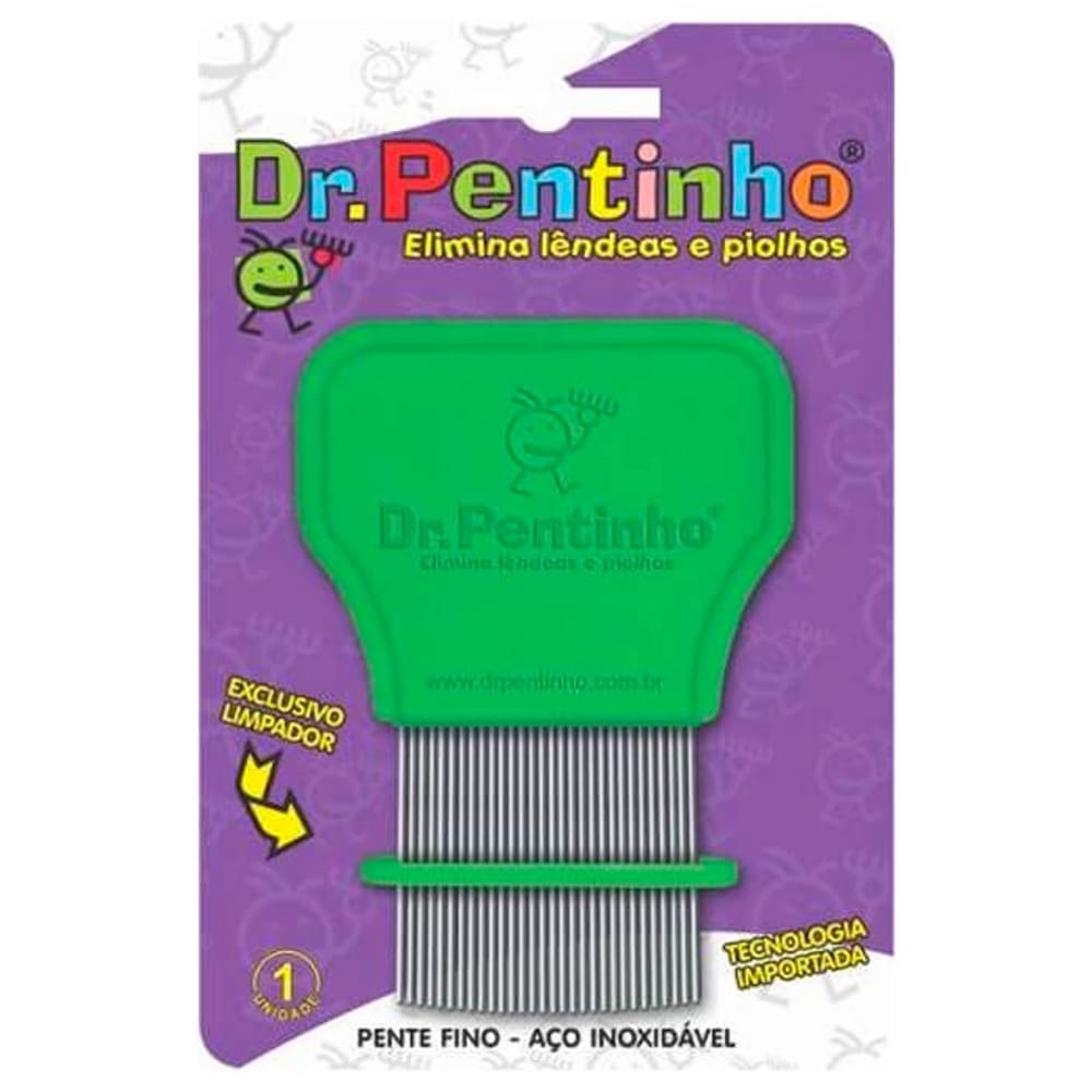 Pente Fino de Aço Inox Verde Dr. Pentinho