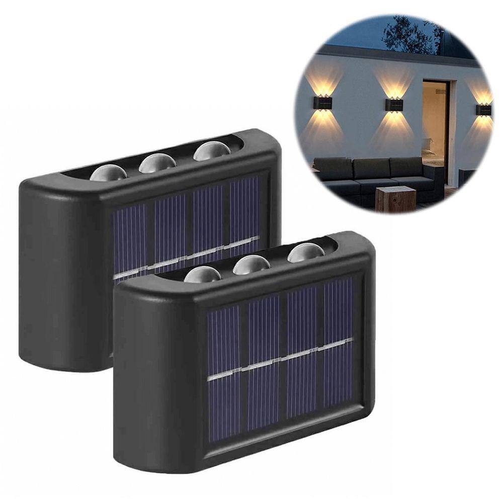 Kit 2 Arandela 6 Leds Meia Lua Luz Potente Solar Fotocélula
