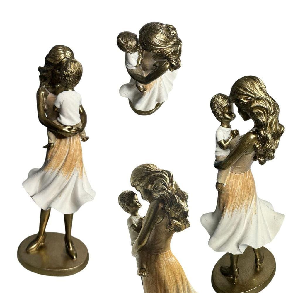 Estatua Escultura Amor Mãe e Filho Dia das Mães decoração luxo