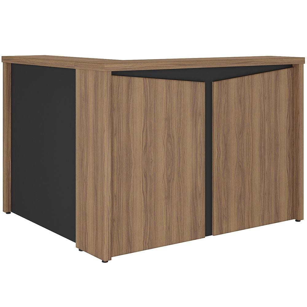 Balcão de Atendimento Para Recepção em L Unik A02 Nogal Preto - Lyam Decor