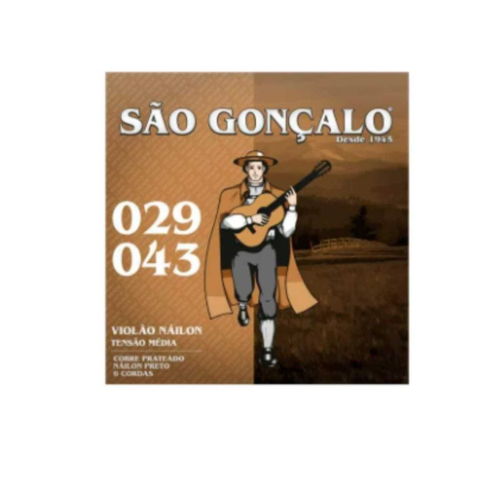 Encordoamento P/violão Nylon Preto 0.029 - 0.043 São Gonçalo [F108]