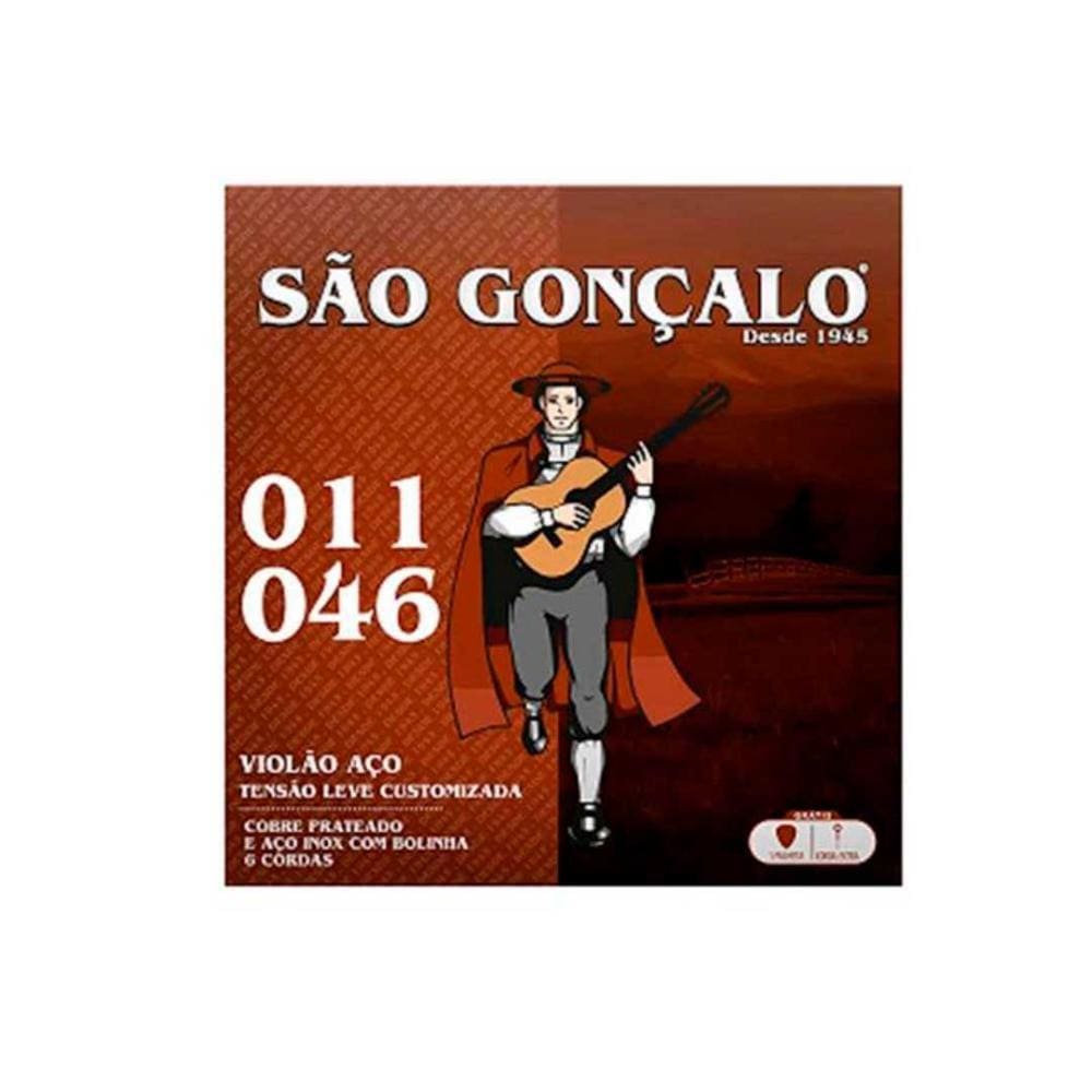 Jogo De Cordas P/violão Aço C/bolinha 011" - 046" São Gonçalo [F108]