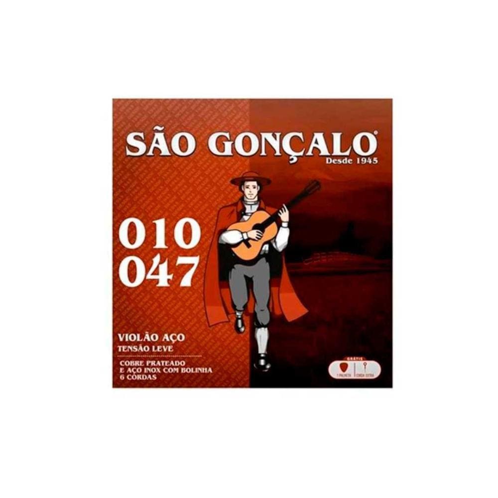 Jogo De Cordas Violão Aço Com Bolinha 010" 047" São Gonçalo [F108]