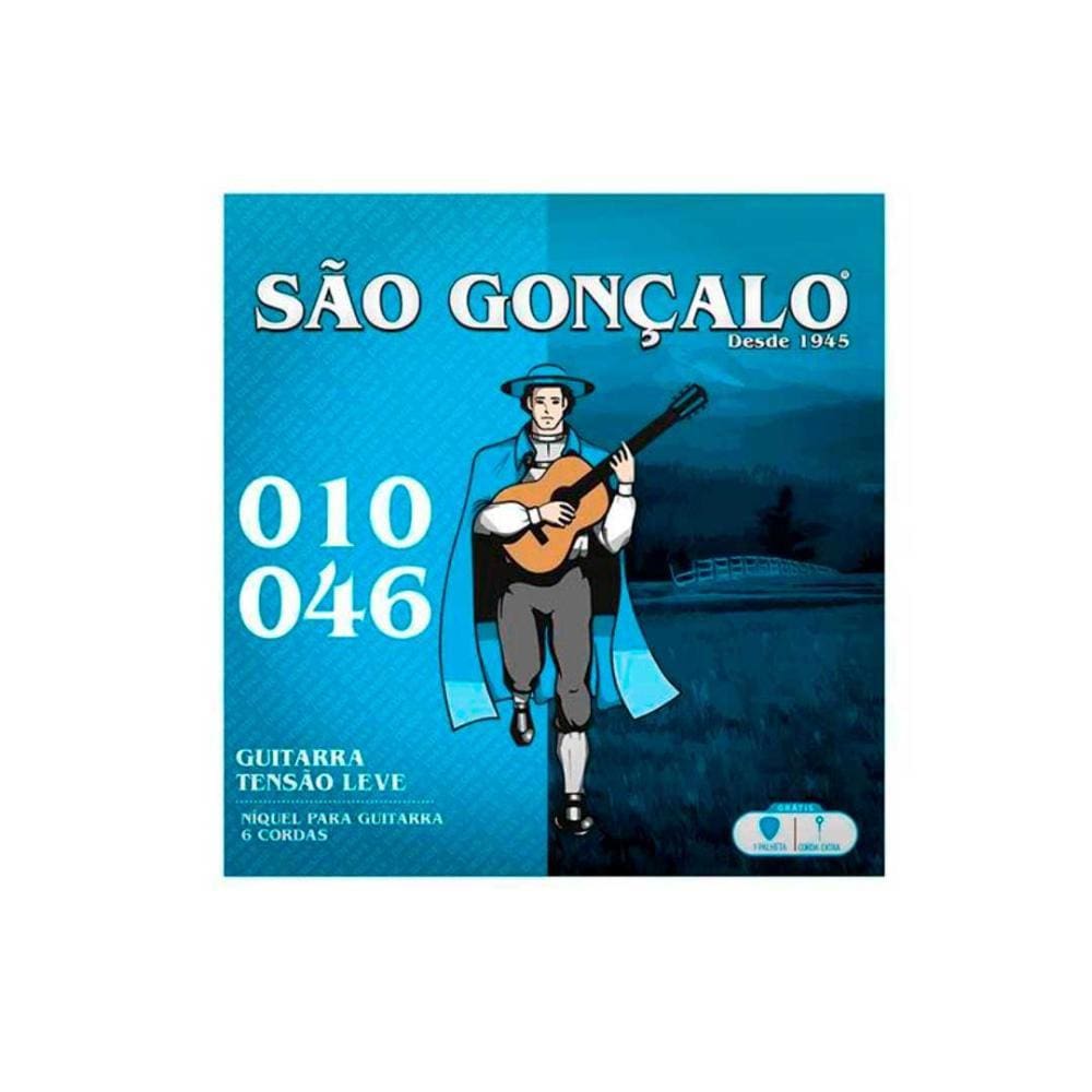 Jogo De Cordas Niquel P/guitarra 0.010" - 0.046" Tensão Leve São Gonçalo [F108]