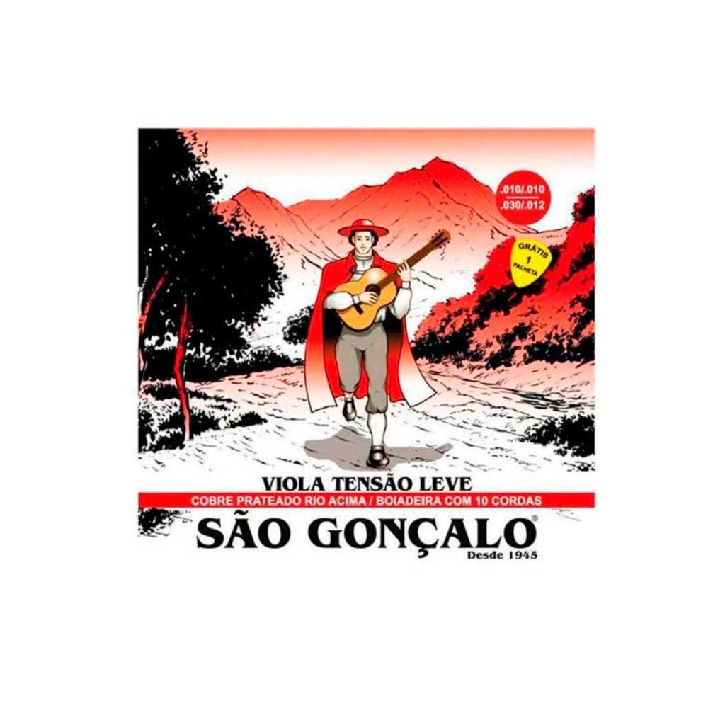Jogo De Cordas P/viola Cebolão Em Mi Cobre Prata Tensão Leve 0.010 - 0.030 / 0.010 - 0.012 São Gonçalo [F108]