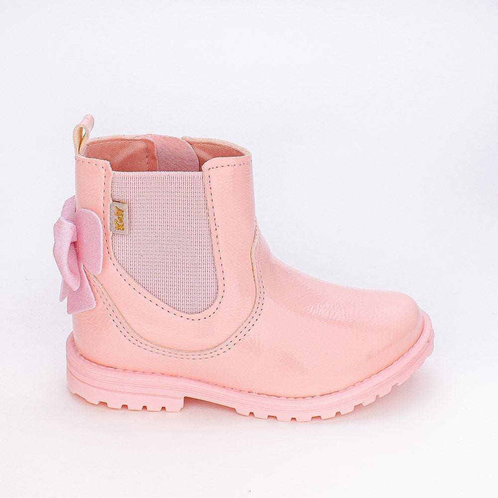 Bota Coturno Kidy Fashion Laço Elástico e Glitter Rosa