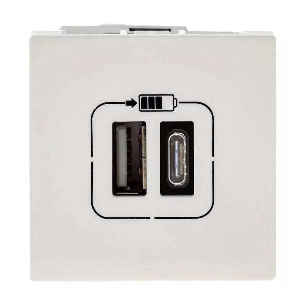 Módulo Carregador 2X Usb Tipo A+C 3A Branco Pial Plus+