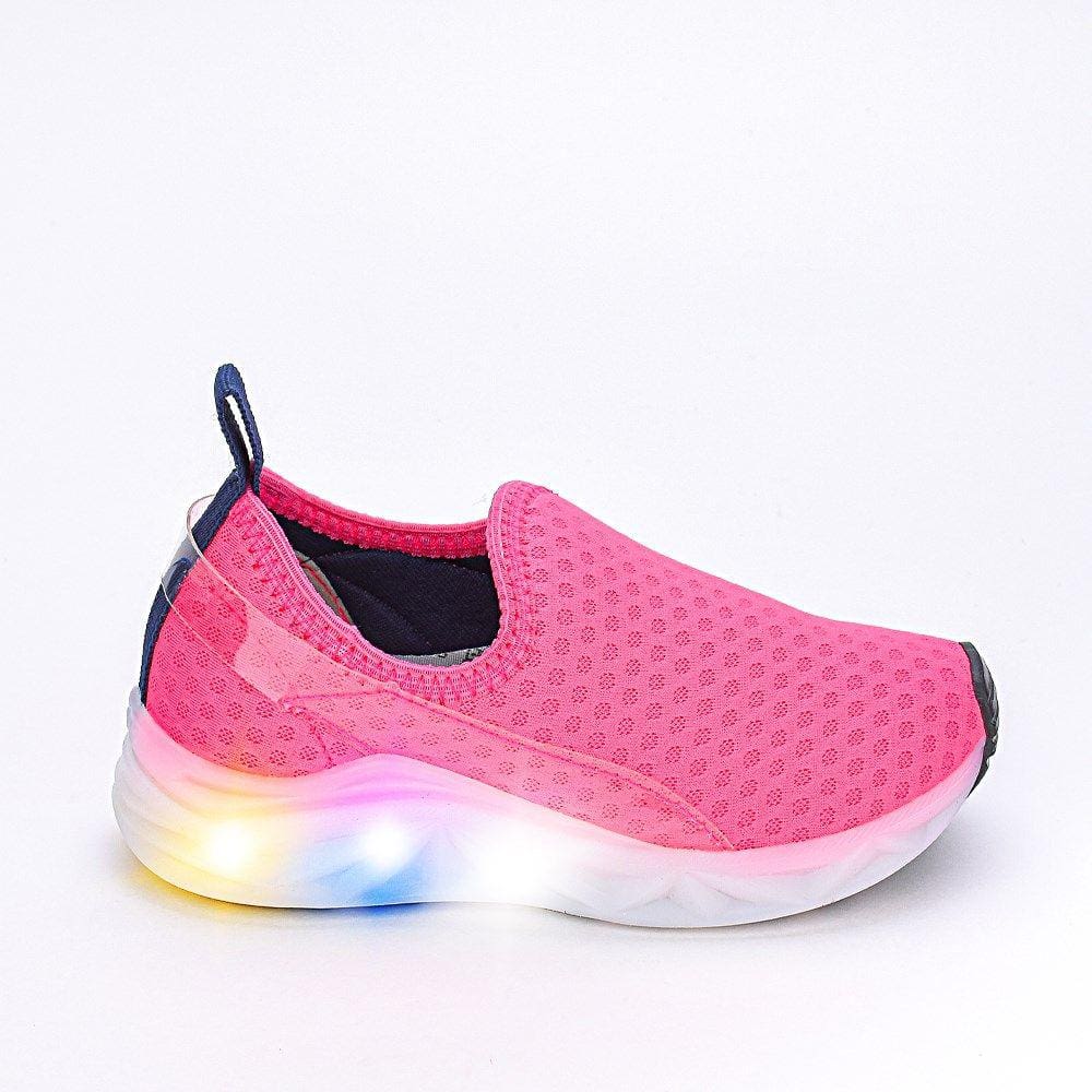 Tênis Infantil Led Kidy Light Fun Calce Fácil Rosa Neon
