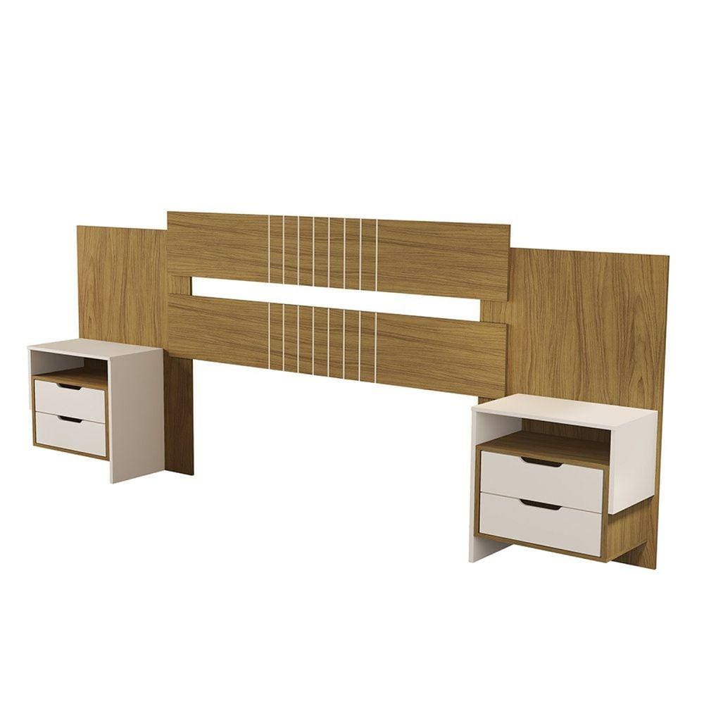 Cabeceira Luiza Extensivel Box 140/160cm marrom / Off white