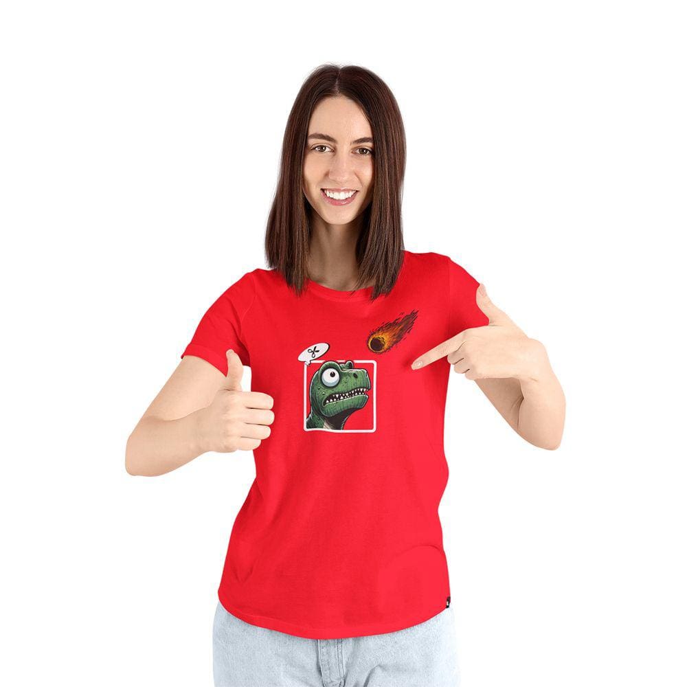 Camiseta Feminina TRex JoKenPô Cometa Tesoura Extinção Dino