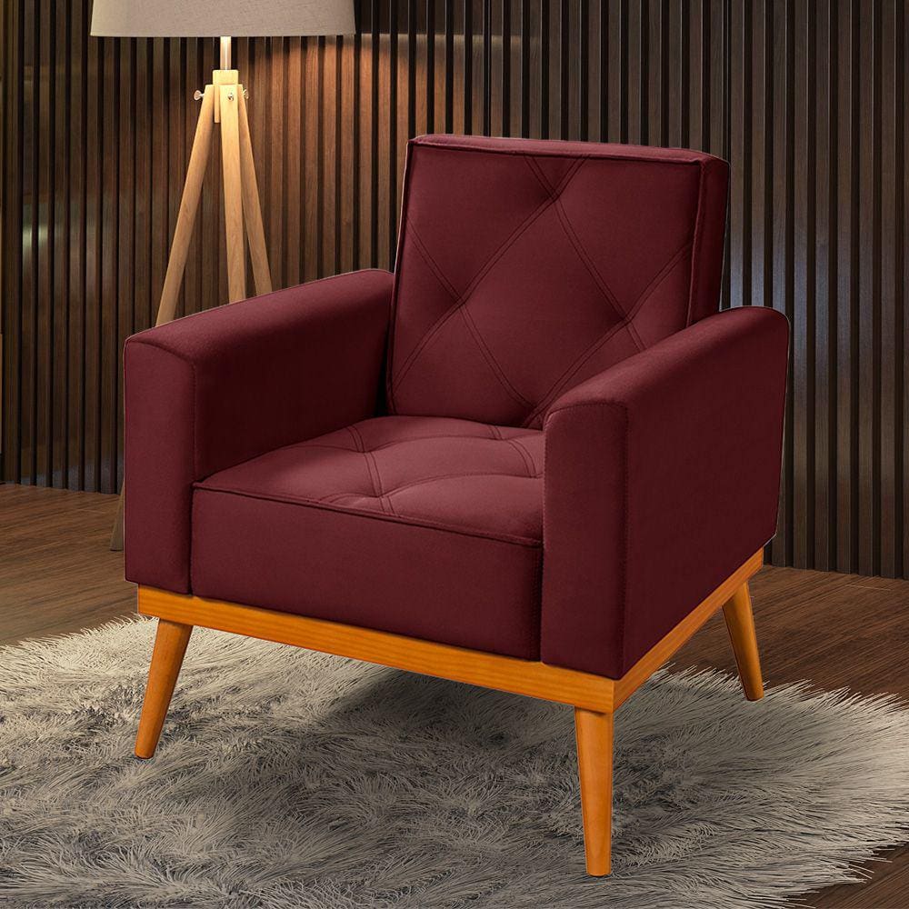 Poltrona Florença Veludo Vinho