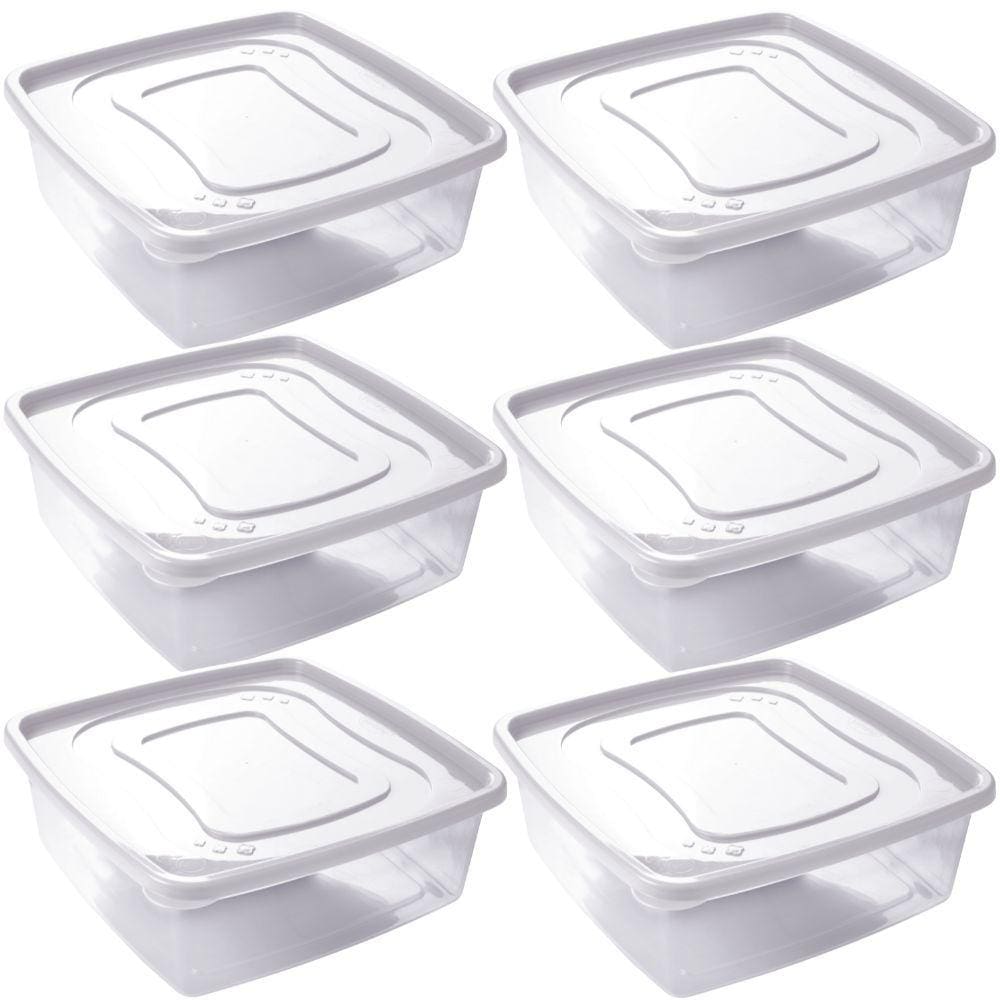 Pote de plástico Clic quadrado 6,6 litros branco 6 unidades Plasutil ref.2417