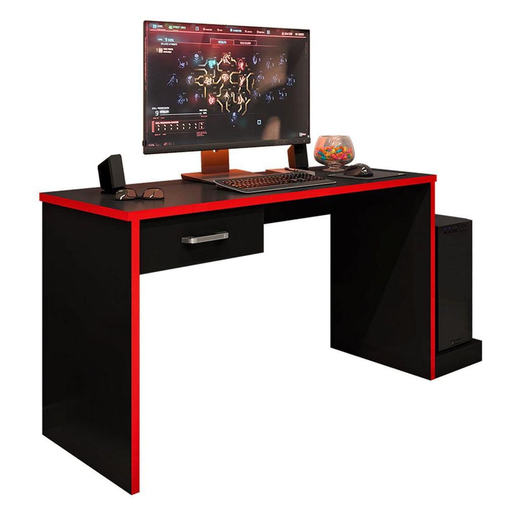 Mesa Gamer com 1 Gaveta e Suporte para CPU DRX-9000