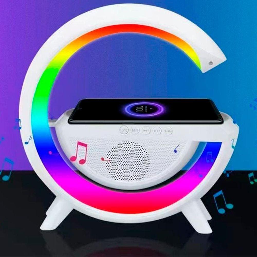 Luminária G-Speaker Led Rgb Som Bluetooth Carregador Inducão