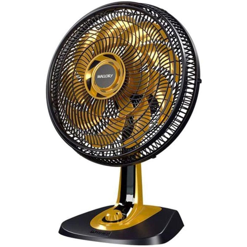 Ventilador de Mesa Mallory Neo Air 15 Preto e Dourado 3 Velocidades 220v