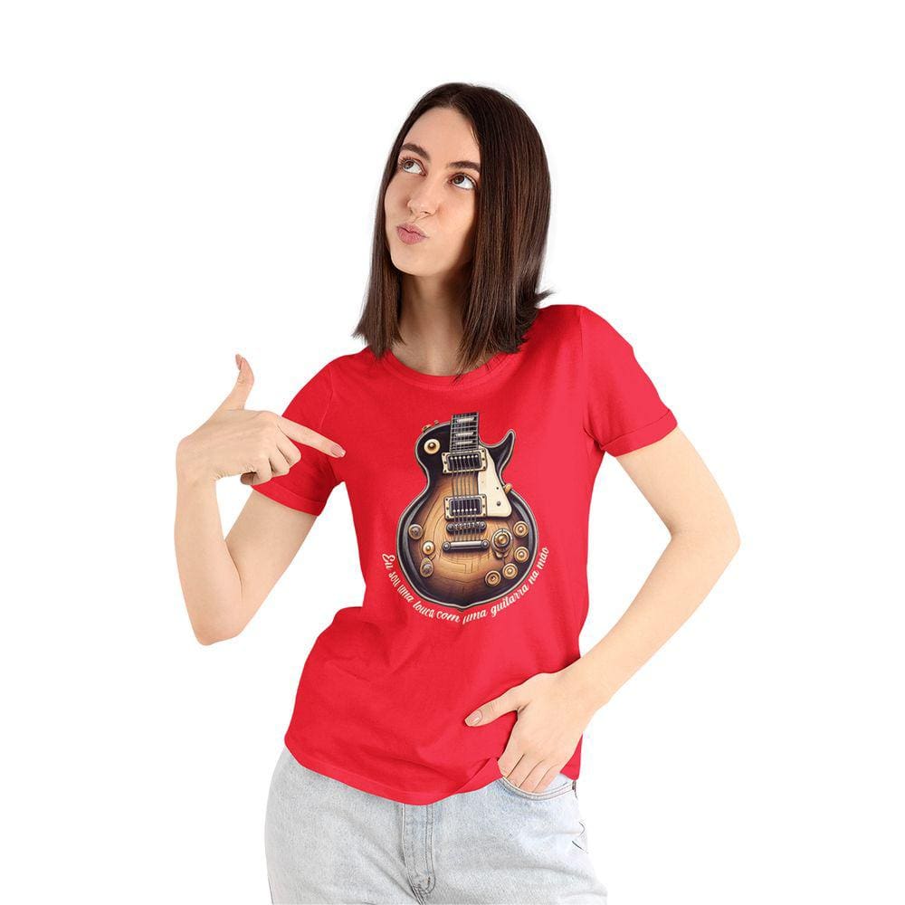Camiseta Feminina Slow Rock Songs Bicho Preguiça Guitarra