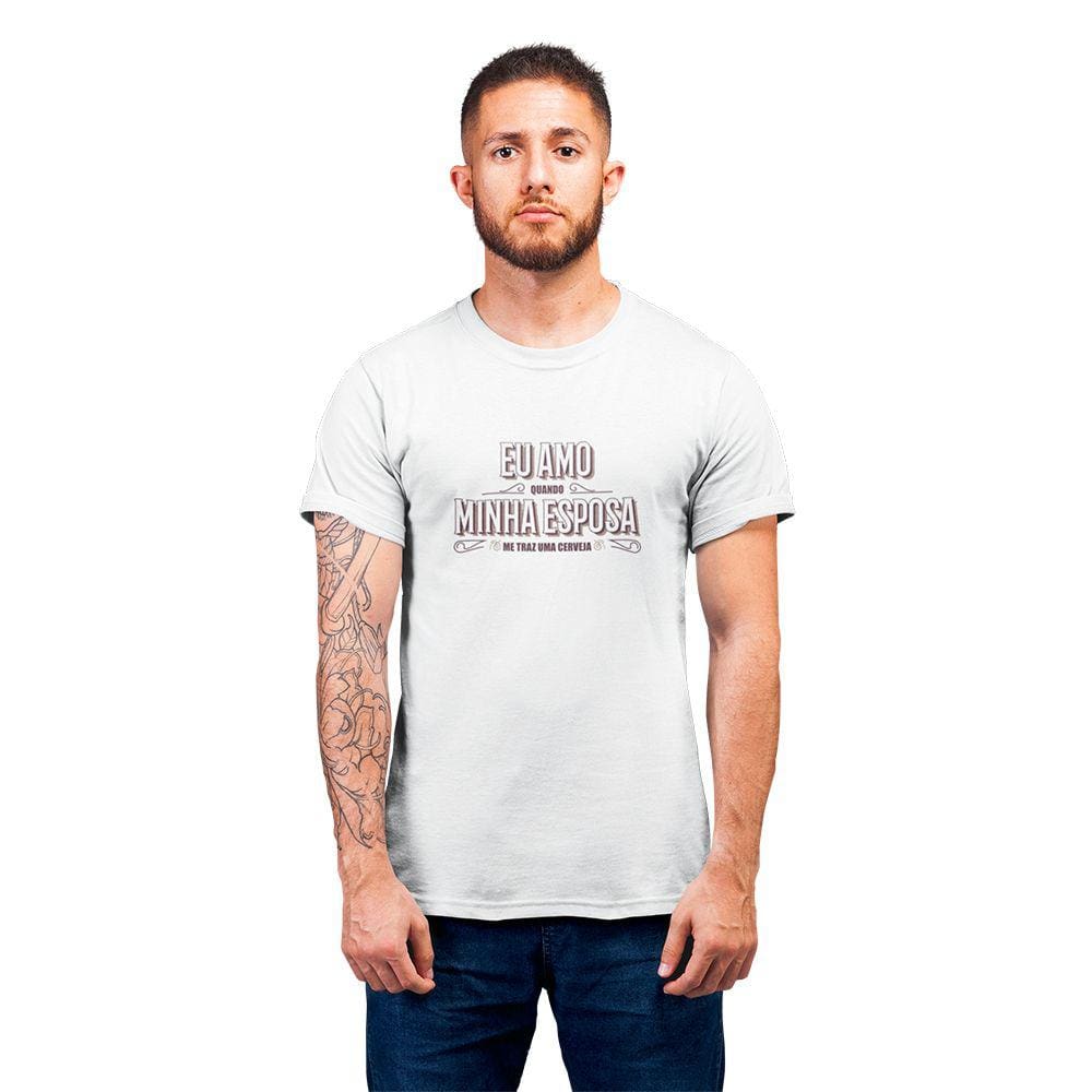 Camiseta Masculina Eu Amo Minha Esposa Frase Cerveja Breja