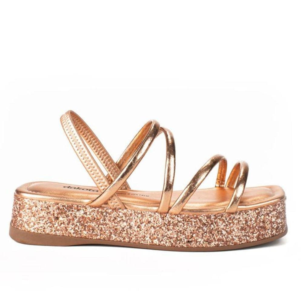 Sandália Dakota Salto Flatform Médio Feminina Metalizado Rosê