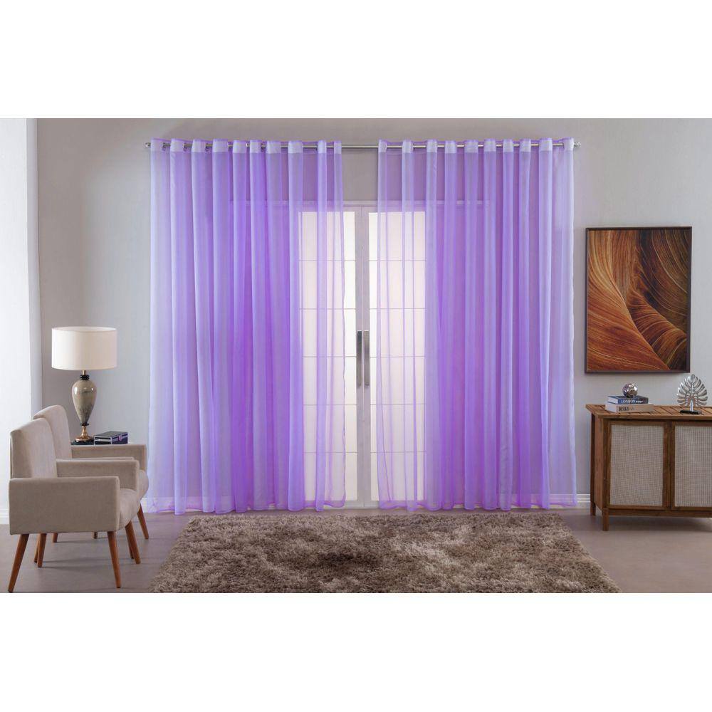 Cortina Sala Quarto Voal Liso Delicate 300X180 Transparente