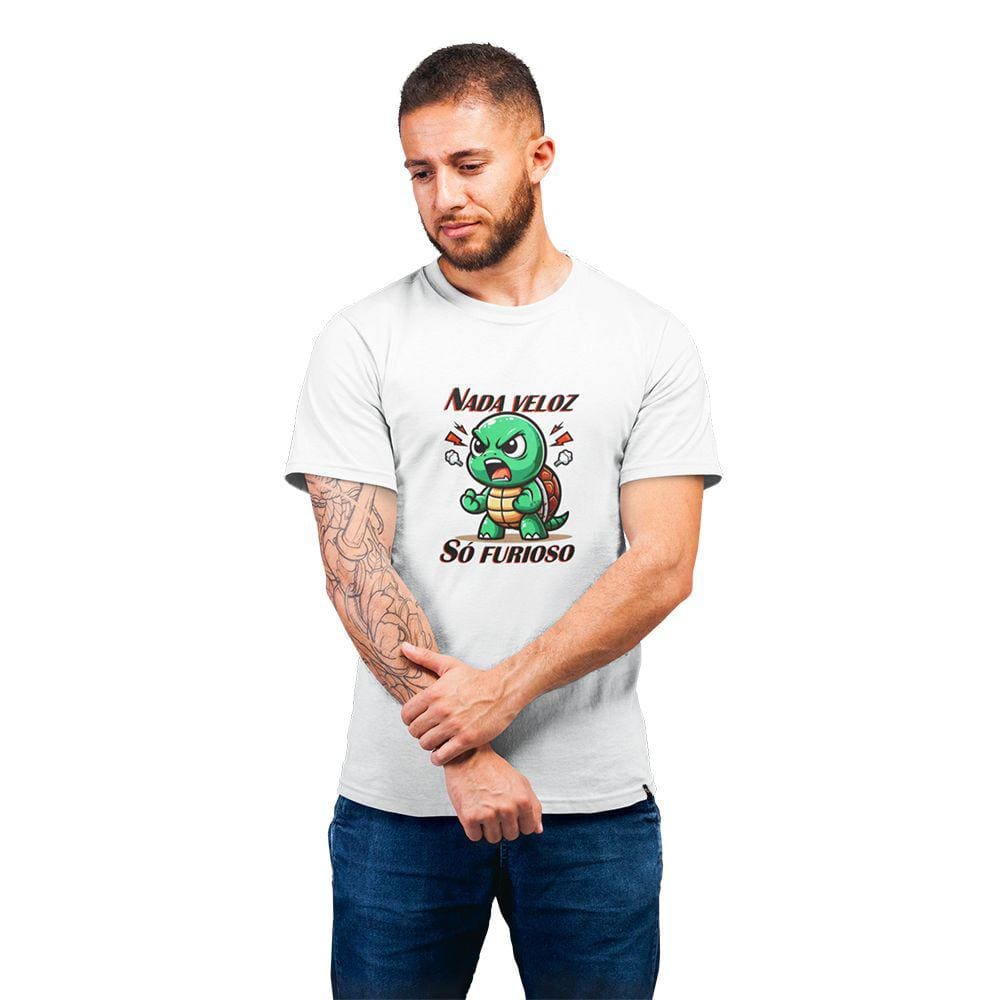 Camiseta Masculina Nada Veloz Só Furioso Tartaruga Engraçada