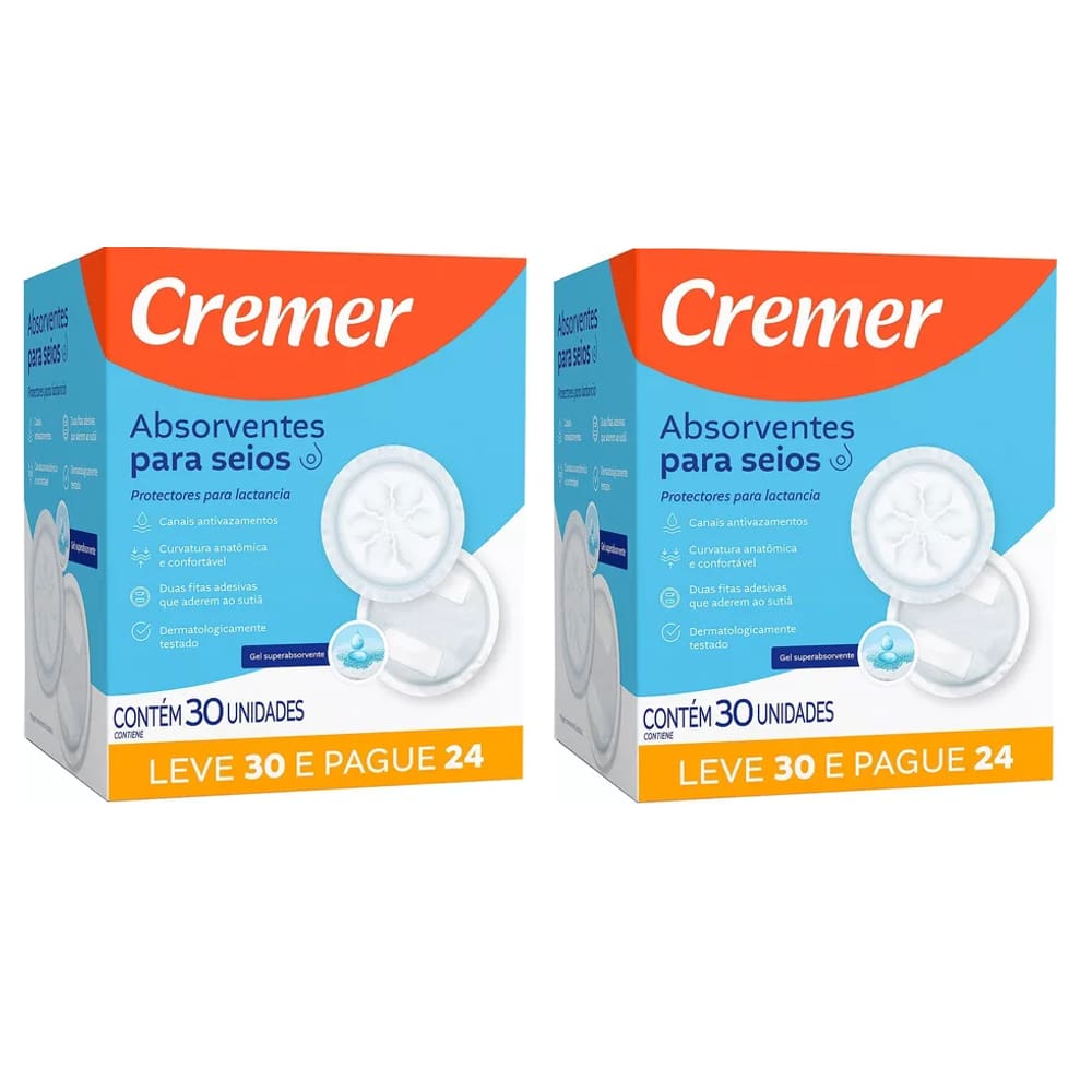 Kit 2 Cxs Absorvente P/seios Cremer Super Confort C/30