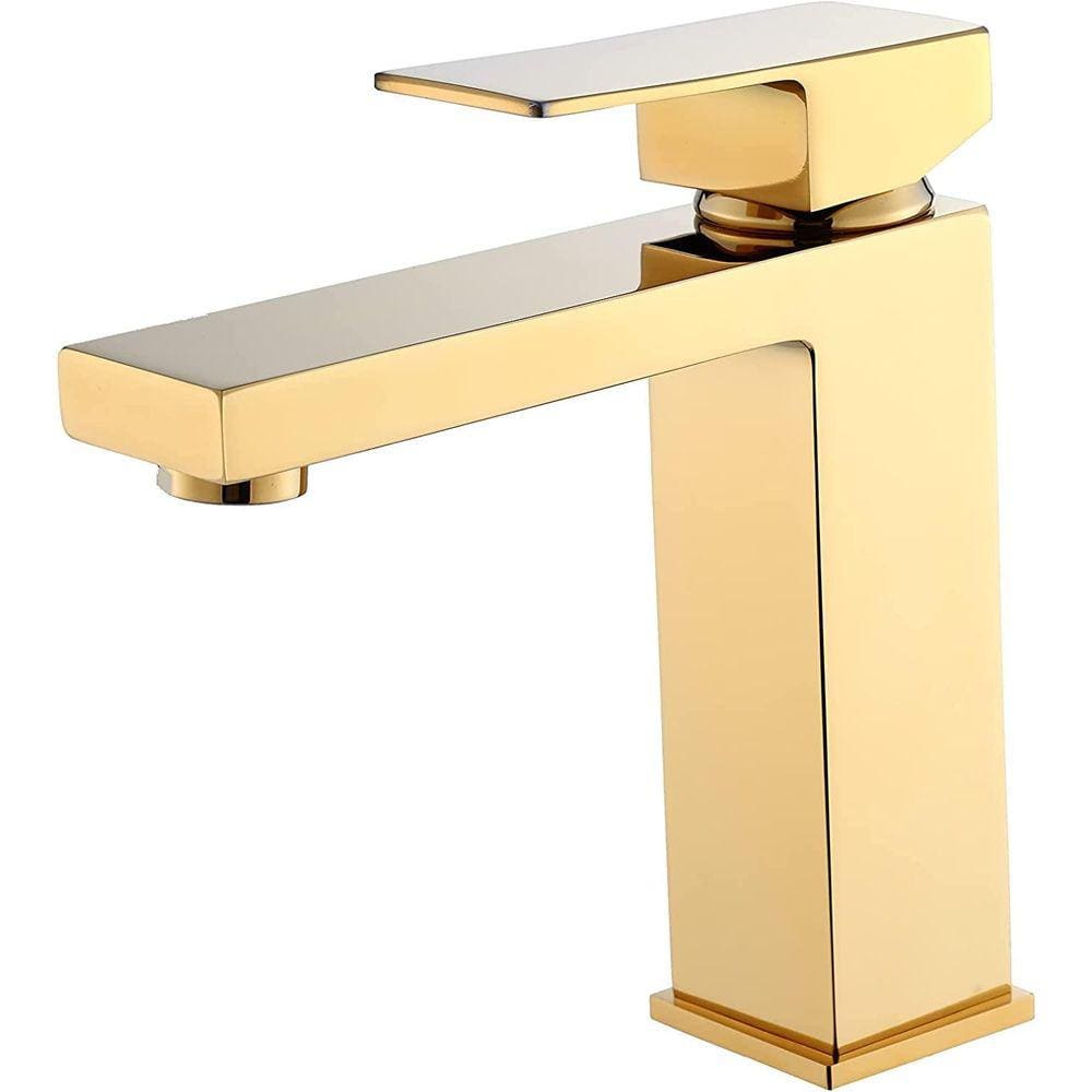 Torneira Banheiro Lavabo Luxo Metal Dourada Fosca Bica Baixa