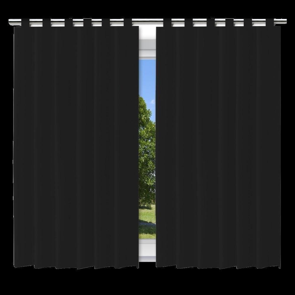 Cortina Blackout Preto 280X220Cm Com Alça Para Varão