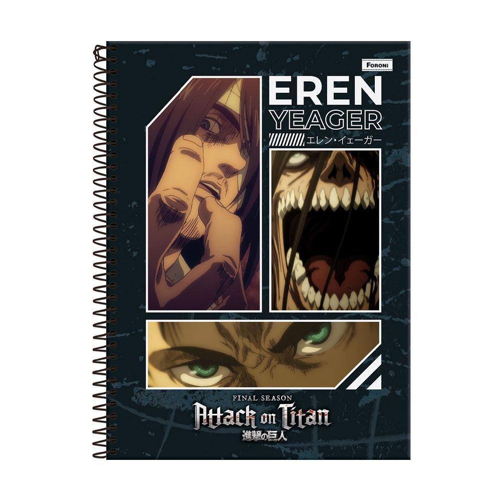 Caderno 1 Matéria Esp 80Fls Attack On Titans Eren Foroni