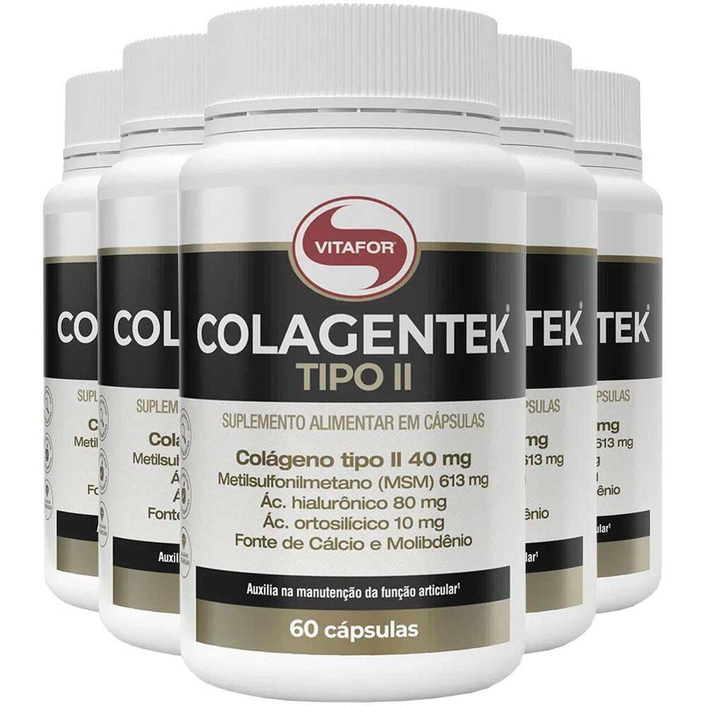 Kit 5 Colagentek Vitafor Tipo II 60 cápsulas 790mg
