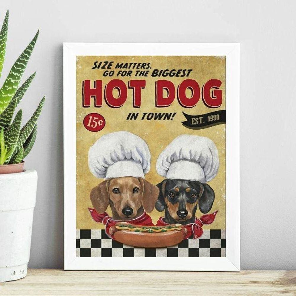 Quadro Cozinha Dachshund - Hot Dog 45X34Cm