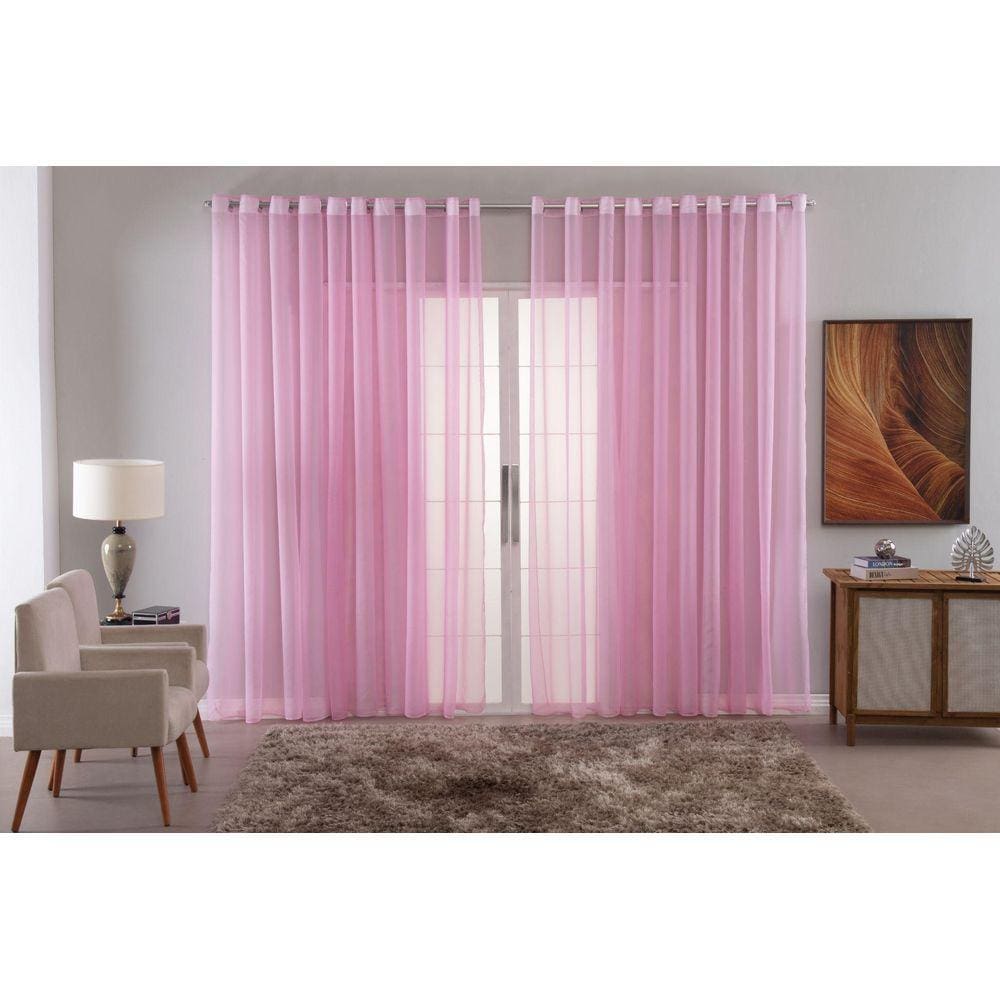 Cortina Sala Quarto Voal Liso Delicate 300X220 Transparente
