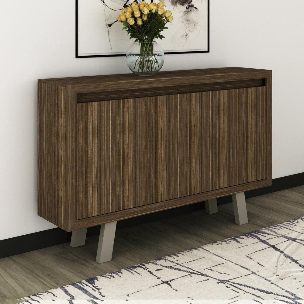 Balcão Escritório Com 3 Portas Cr25028 Nogal/Fendi