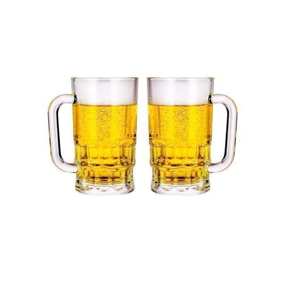 Kit Com 2 Canecas De Chopp Cerveja De Vidro 360Ml