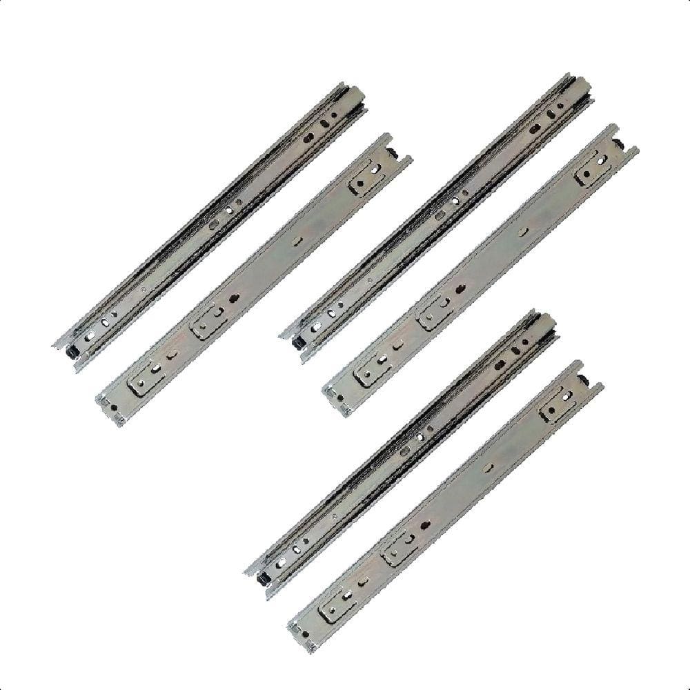 6 Corrediças Telescópicas 35cm Gaveta Trilho Zinca. 3 Pares