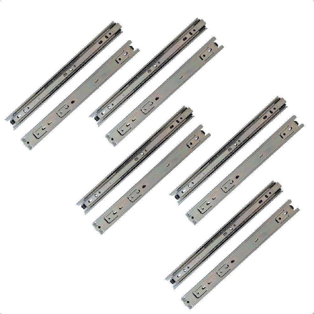 10 Corrediças Telescópicas 45cm Gaveta Trilho Zinca. 5 Pares