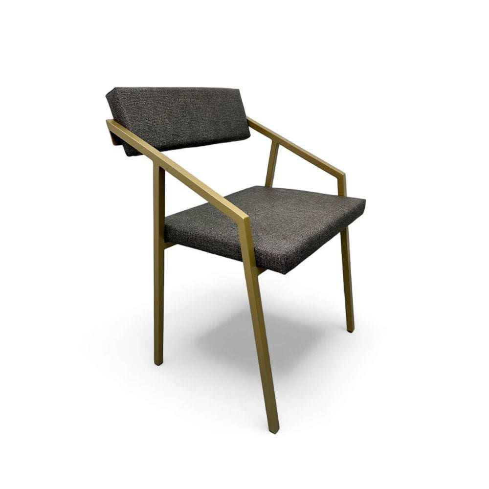 Cadeira Zenite Estofado Cinza Metalon Dourado