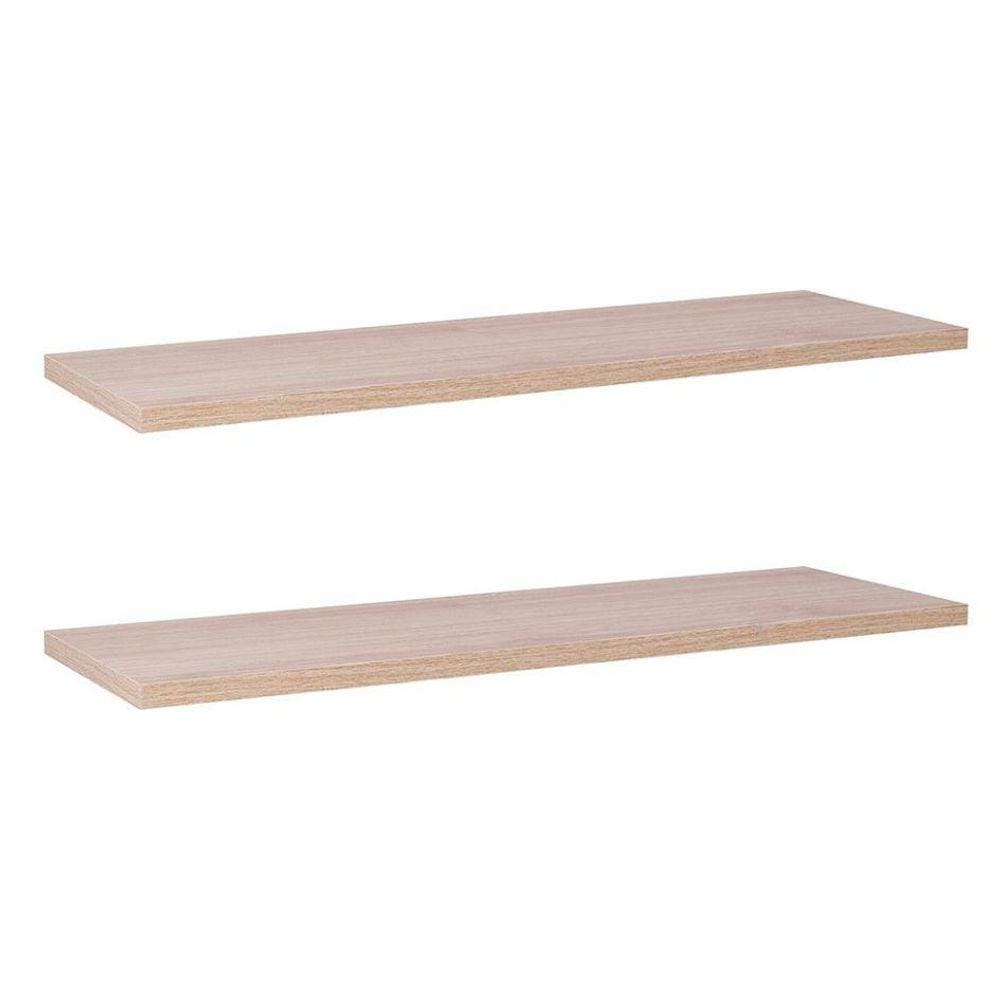 Kit Com 2 Prateleiras 40 X 10cm Suporte Invisivel Cor Carvalho Treviso (madeira Clara)