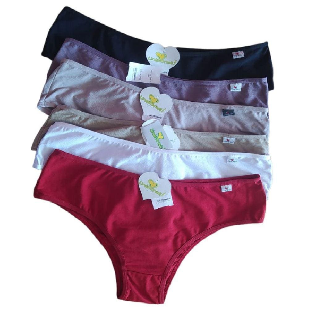 Kit C/12 Calcinha Linda Brasil Plus Size Elastico Embutido 2513 Básico