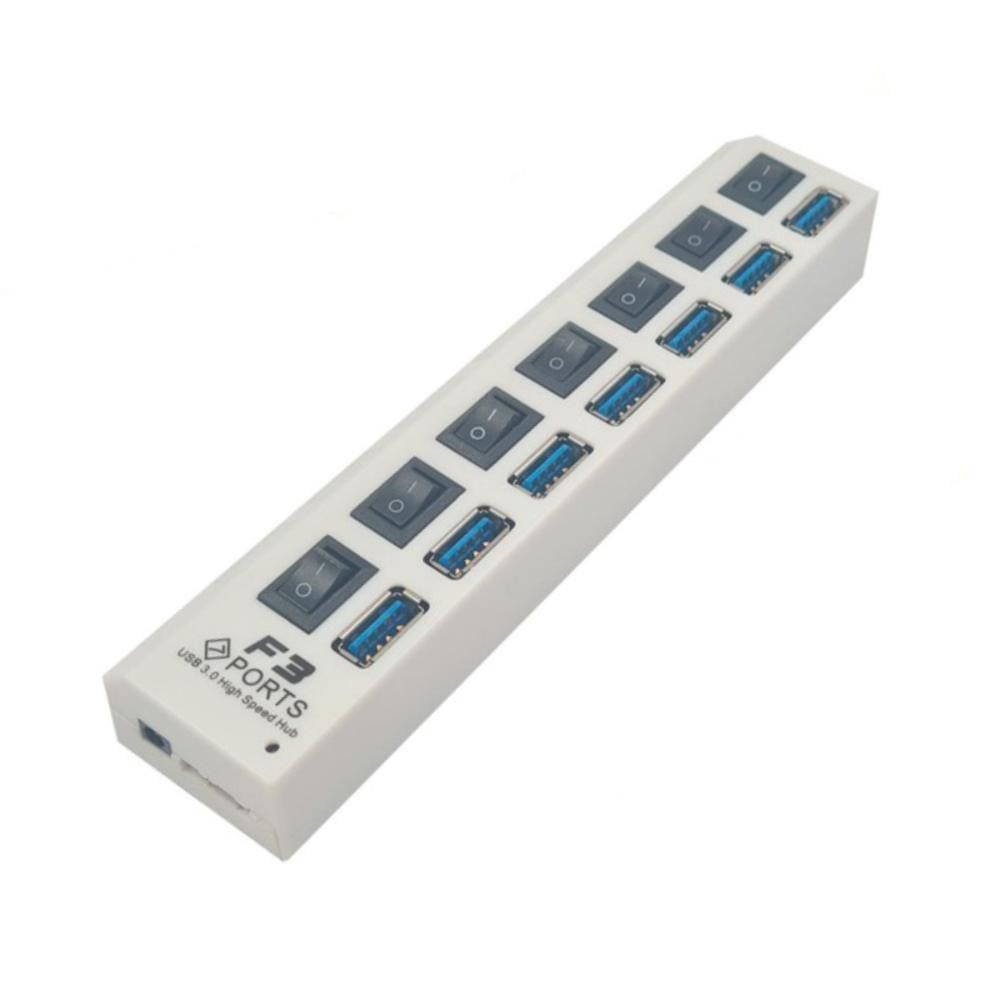 HUB USB 3.0 - 7 Portas - Branco - F3 JC-HUB703