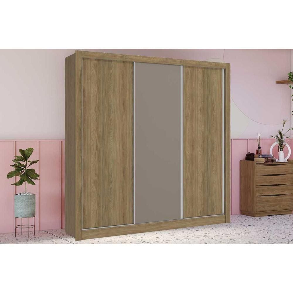 Guarda Roupa 3 Portas De Correr E 2 Gavetas M570 Nogueira-fendi-nogueira - Kappesberg